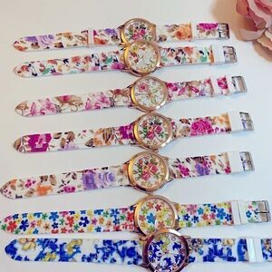 Nykkola  silicone printed floral Rainbow watches